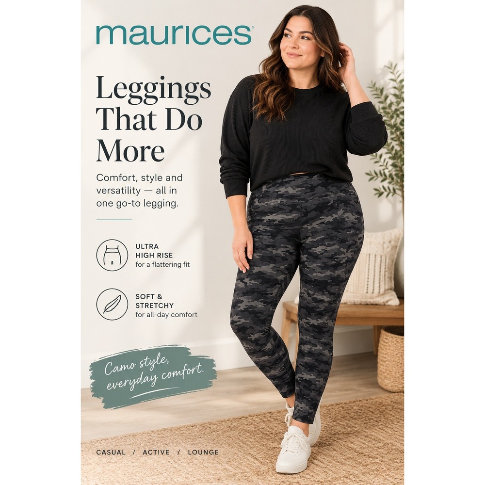 NEW Maurices Womens Legging Ultra High Rise Camouflage Print Leggings Size 4X